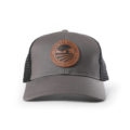 Black and Gray Trucker Hat with Authentic Leather Patch
