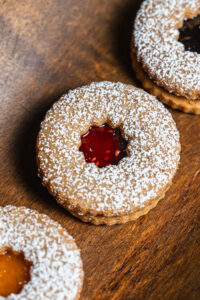 Linzer holiday cookies made with spelt flour