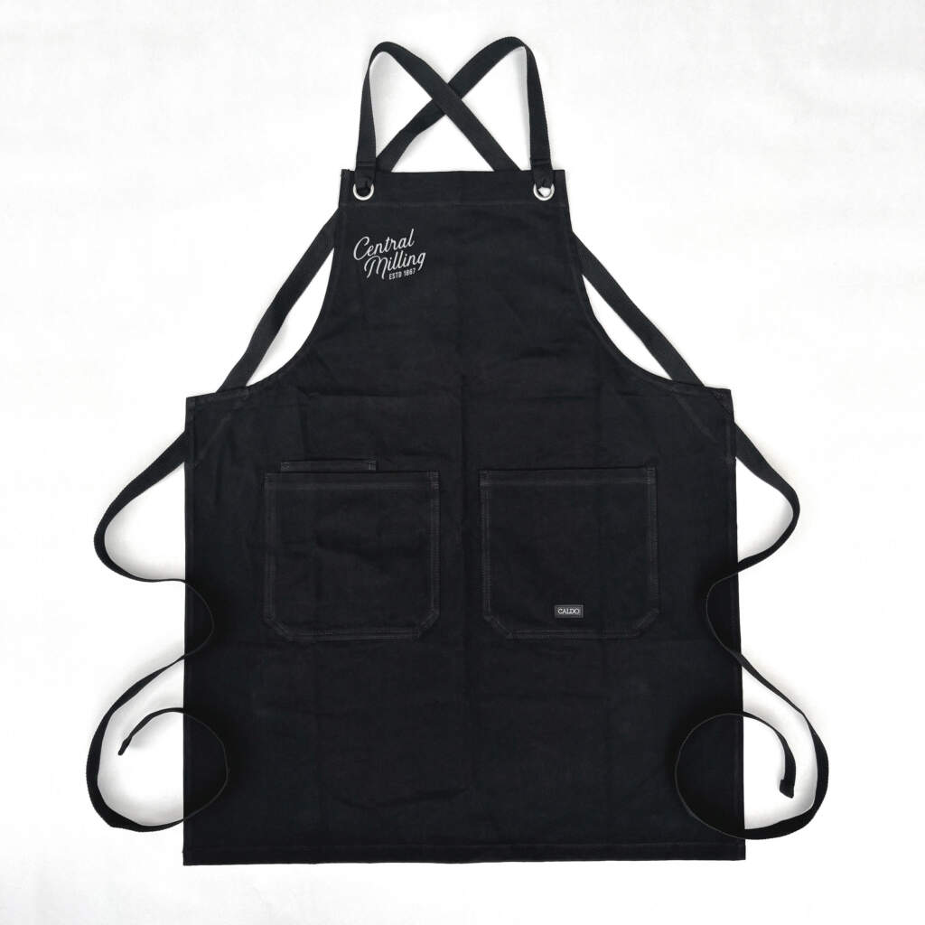 Branded Crossback Apron - Black // Central Milling // Aprons